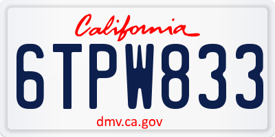 CA license plate 6TPW833