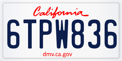 CA license plate 6TPW836