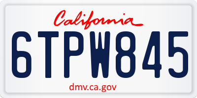CA license plate 6TPW845