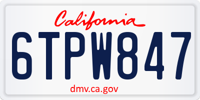 CA license plate 6TPW847