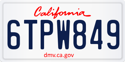 CA license plate 6TPW849