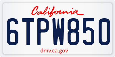 CA license plate 6TPW850