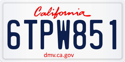 CA license plate 6TPW851