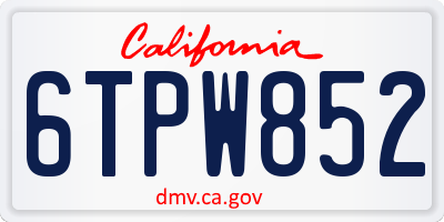 CA license plate 6TPW852