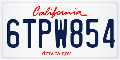 CA license plate 6TPW854