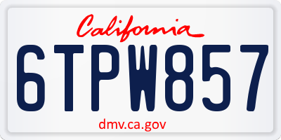 CA license plate 6TPW857