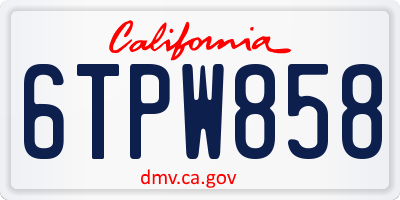 CA license plate 6TPW858