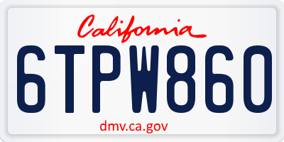 CA license plate 6TPW860