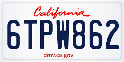 CA license plate 6TPW862