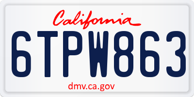 CA license plate 6TPW863