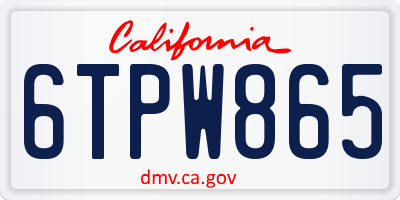 CA license plate 6TPW865