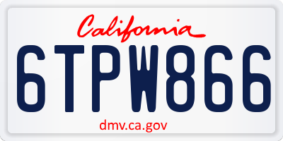 CA license plate 6TPW866