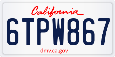 CA license plate 6TPW867