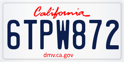 CA license plate 6TPW872