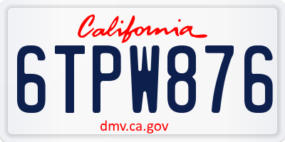 CA license plate 6TPW876