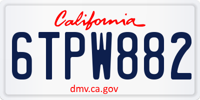 CA license plate 6TPW882