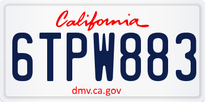 CA license plate 6TPW883