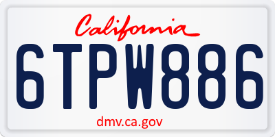 CA license plate 6TPW886