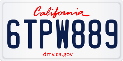 CA license plate 6TPW889