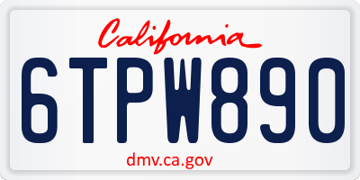 CA license plate 6TPW890