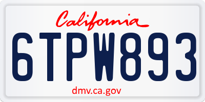CA license plate 6TPW893