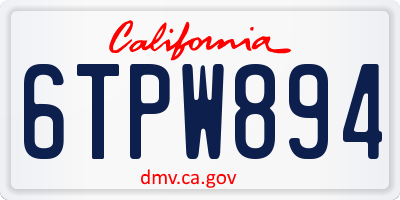 CA license plate 6TPW894