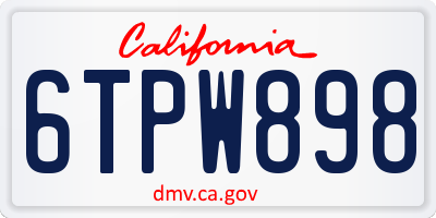 CA license plate 6TPW898