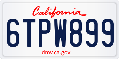 CA license plate 6TPW899