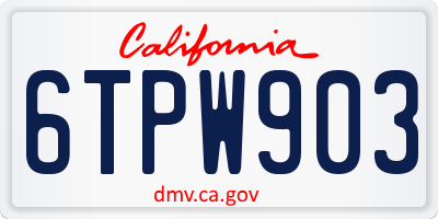 CA license plate 6TPW903