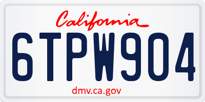CA license plate 6TPW904