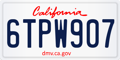 CA license plate 6TPW907
