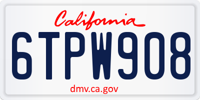 CA license plate 6TPW908