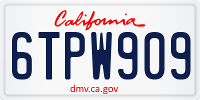 CA license plate 6TPW909