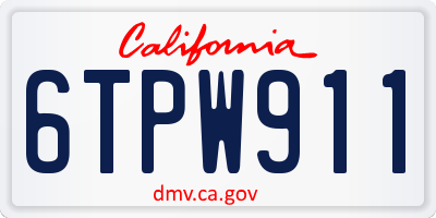 CA license plate 6TPW911