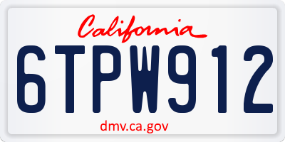CA license plate 6TPW912