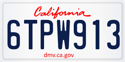 CA license plate 6TPW913