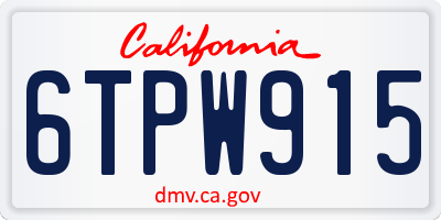 CA license plate 6TPW915