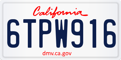 CA license plate 6TPW916