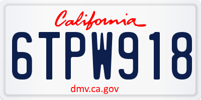 CA license plate 6TPW918