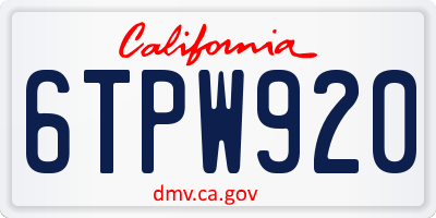 CA license plate 6TPW920