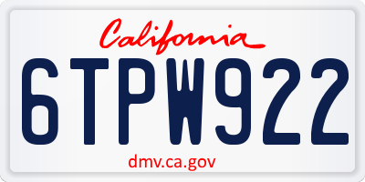 CA license plate 6TPW922