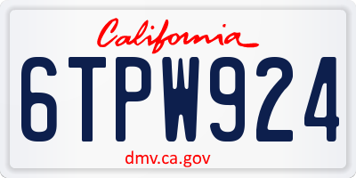 CA license plate 6TPW924