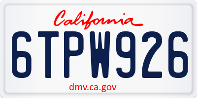 CA license plate 6TPW926