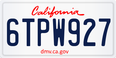 CA license plate 6TPW927