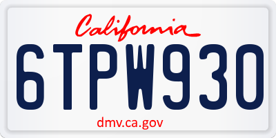 CA license plate 6TPW930