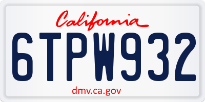 CA license plate 6TPW932