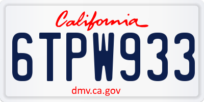 CA license plate 6TPW933