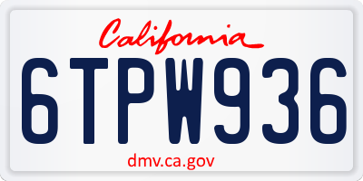 CA license plate 6TPW936