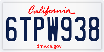 CA license plate 6TPW938