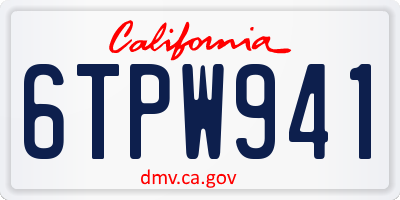 CA license plate 6TPW941